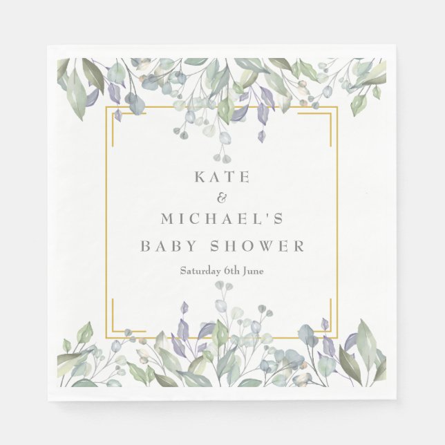 Guardanapo De Papel Chá de Bebê Floral em Aquarela/ Sprinkle/Casal (Frente)