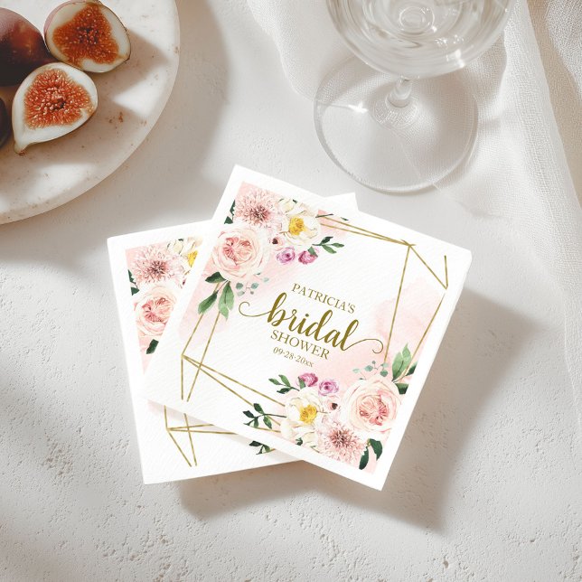 Guardanapo De Papel Chá de Bebê Floral Geométrico Bege (Criador carregado)