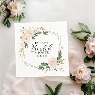 Guardanapo De Papel Chá de Bebê Floral Geométrico Rubor Rosa