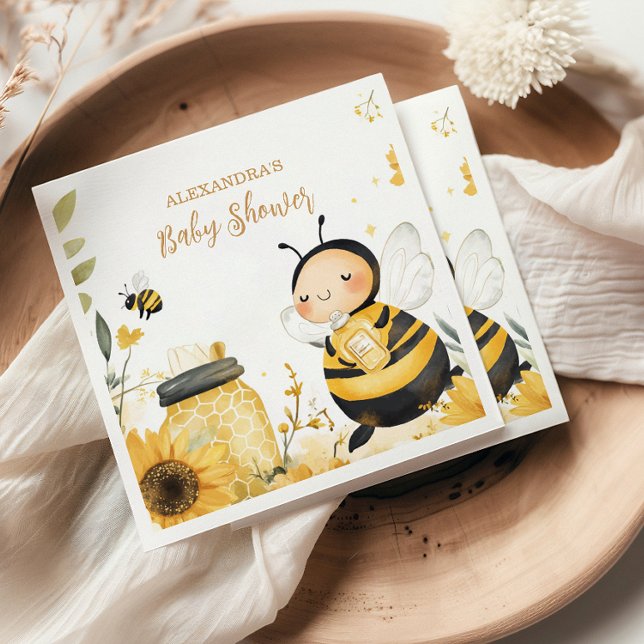 Guardanapo De Papel Chá de Bebê Floral Mamãe Abelha (Criador carregado)