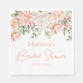 Guardanapo De Papel Chá de Bebê Floral Marfim Pêssego