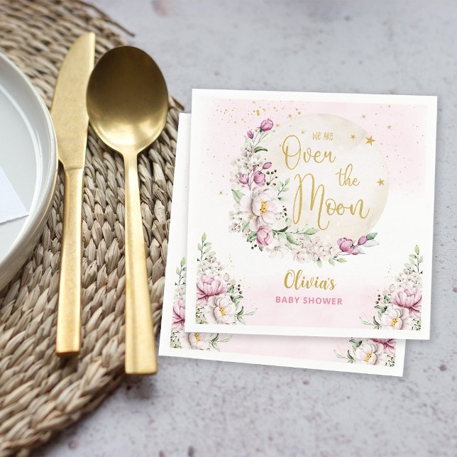 Guardanapo De Papel Chá de Bebê Floral Moon Rosa (Criador carregado)
