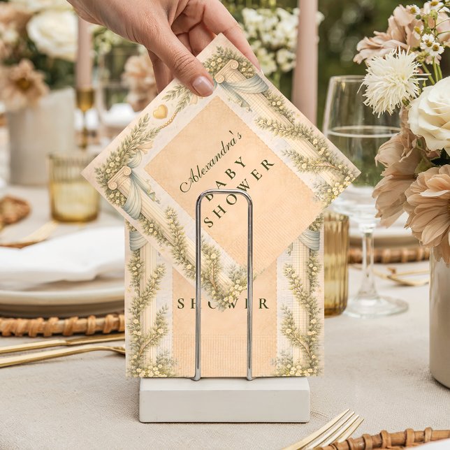 Guardanapo De Papel Chá de Bebê Floral Neutro Grego (Criador carregado)