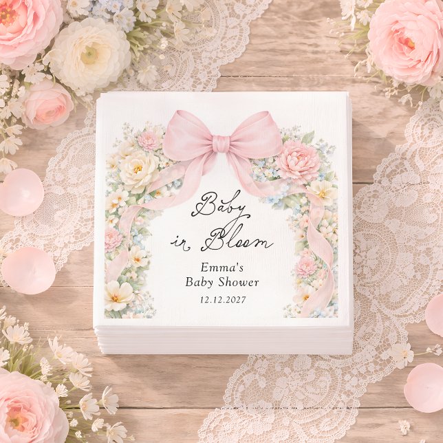 Guardanapo De Papel Chá de Bebê Floral Rosa Bebê em Flor (Criador carregado)