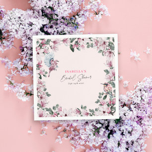 Guardanapo De Papel Chá de Bebê Floral Rosa & Pássaros Elegante Nupcia
