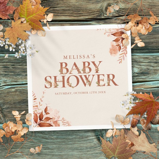 Guardanapo De Papel Chá de Bebê Floral Rústico Outono (Rustic Floral Autumn Fall Baby Shower Napkins)