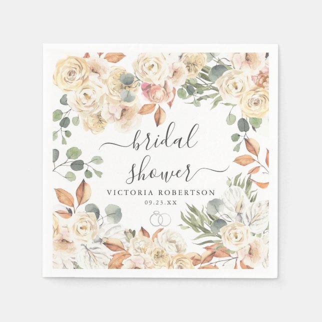 Guardanapo De Papel Chá de Bebê Floral Rústico Salgado Personalizado (Frente)