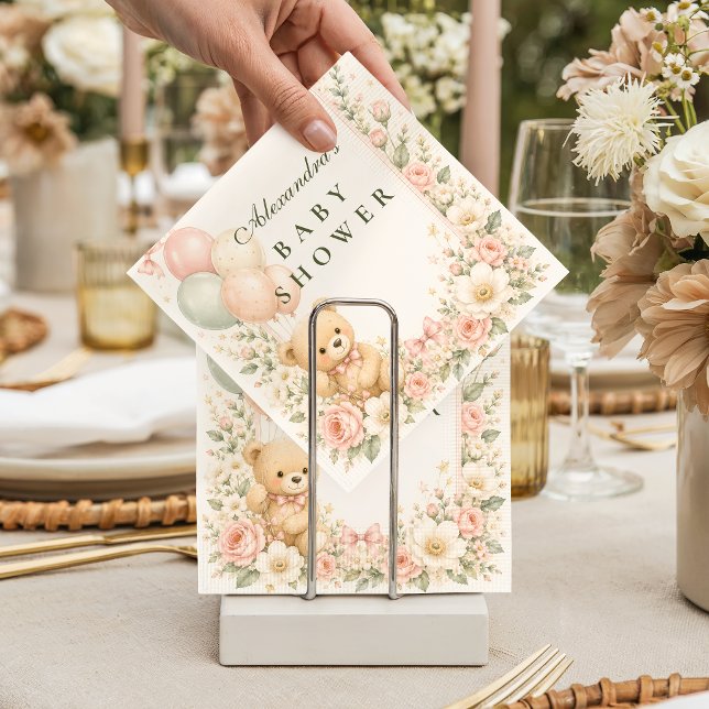Guardanapo De Papel Chá de Bebê Floral Urso Teddy Fofo (Criador carregado)