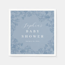 Chá de Bebê Floral Vintage Azul Empoeirado