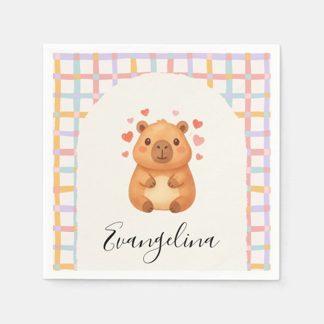 Guardanapo De Papel Chá de Bebê Fofo de Capivara (Frente)