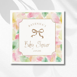 Guardanapo De Papel Chá de Bebê Folhas Aquarela Bege Mostarda Sage