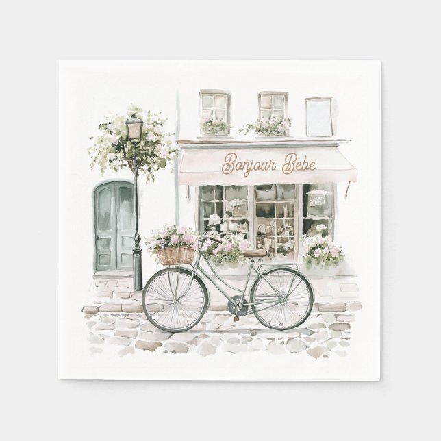 Guardanapo De Papel Chá de Bebê Francês Bonjour Bebe (Frente)