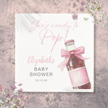Chá de Bebê Garrafa de Refrigerante com Laço Rosa