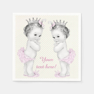 Guardanapo De Papel Chá de Bebê Gêmeas Princesa Rosa Antigo