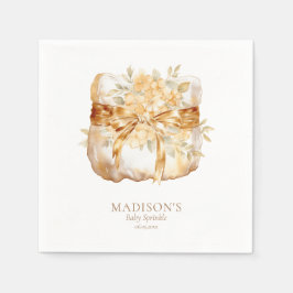 Guardanapo De Papel Chá de Bebê ilustração de Fralda em Dourado Bege