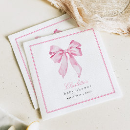 Guardanapo De Papel Chá de Bebê Laço Rosa Elegante