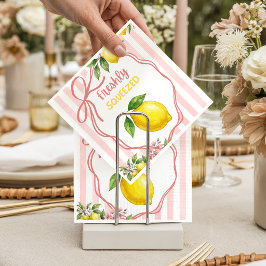 Guardanapo De Papel Chá de Bebê Laço Rosa Limonada Recém-Espremer
