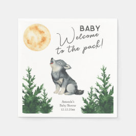 Guardanapo De Papel Chá de Bebê Lobo em Aquarela