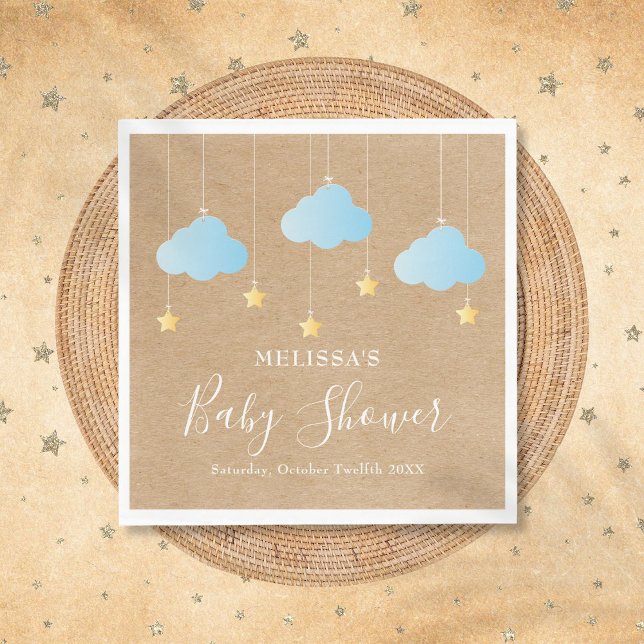 Guardanapo De Papel Chá de Bebê Masculino Rústico Boho Twinkle Twinkle (Rustic Boho Twinkle Twinkle Boy Baby Shower Napkins)