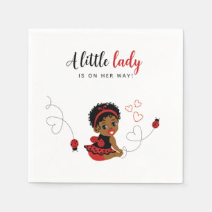 Guardanapo De Papel Chá de Bebê Menina Afro-Americana Vermelha Preta J