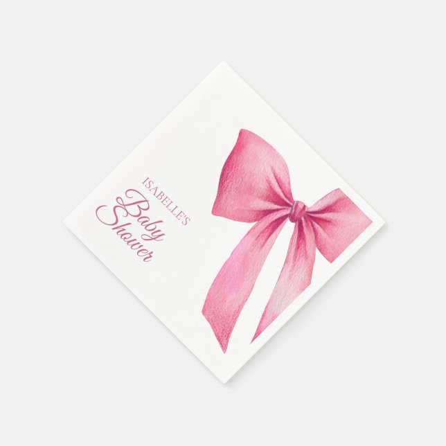 Guardanapo De Papel Chá de Bebê Menina com Laço Rosa (Canto)