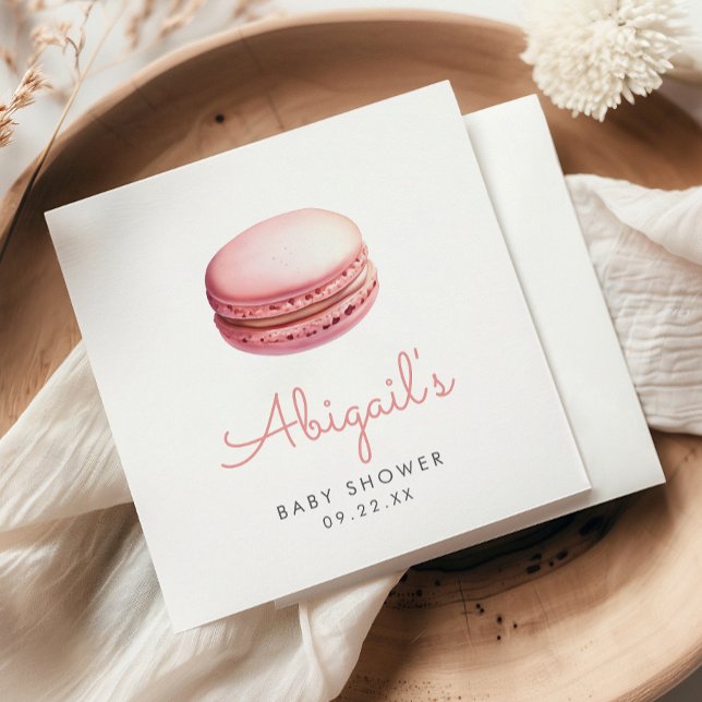 Guardanapo De Papel Chá de Bebê Meninas Macaron Aquarela Rosa (Criador carregado)