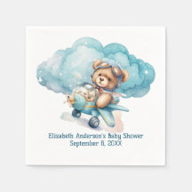 Chá de Bebê Menino Avião de Urso de Pelúcia