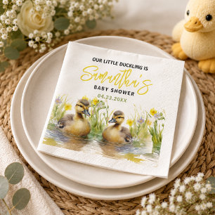 Guardanapo De Papel Chá de Bebê Menino com Pato em Aquarela Fofa