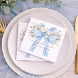 Guardanapo De Papel Chá de Bebê Menino Floral Laço Coquete Azul