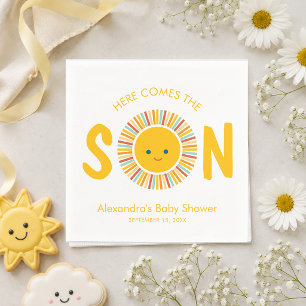 Guardanapo De Papel Chá de Bebê Menino Sol Aqui Vem o Filho