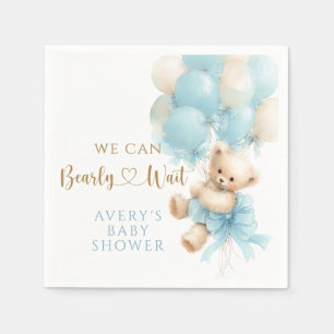 Guardanapo De Papel Chá de Bebê Menino Teddy Bear Balão Azul Laço