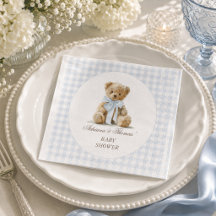Chá de Bebê Menino Xadrez Azul Urso