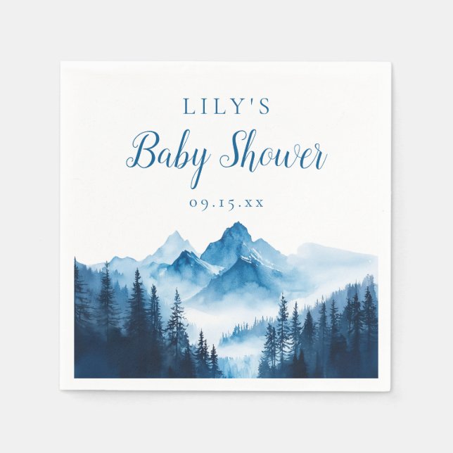 Guardanapo De Papel Chá de Bebê Montanhas Aquarela Boho Rústico (Frente)