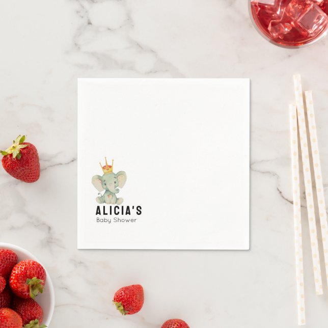 Guardanapo De Papel Chá de Bebê Neutro com Elefante Fofo (Insitu)