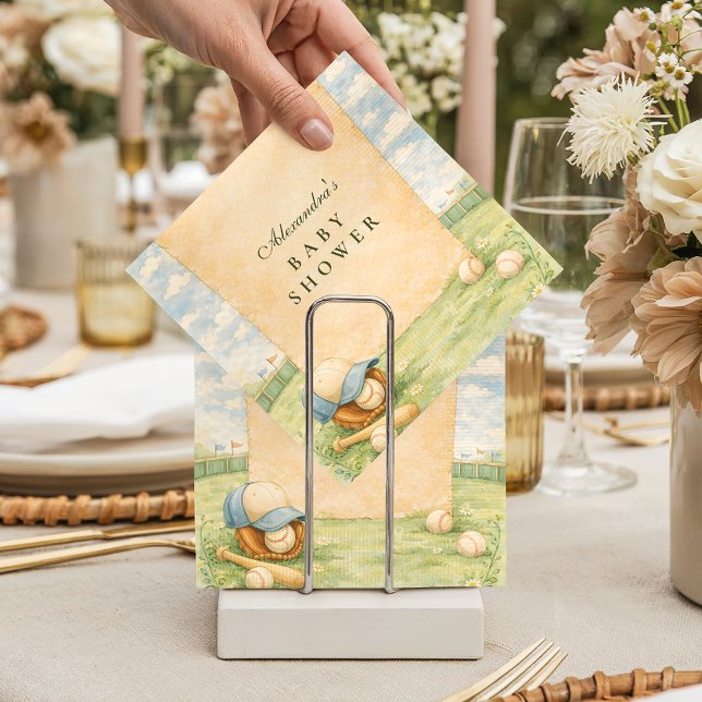 Guardanapo De Papel Chá de Bebê no Campo de Beisebol Retrô (Criador carregado)