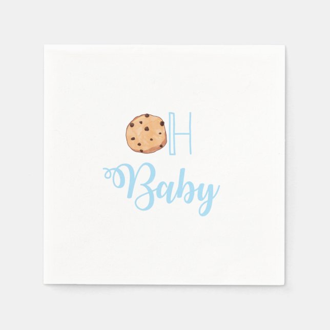 Guardanapo De Papel Chá de Bebê Oh Baby Milk and Cookies azul (Frente)