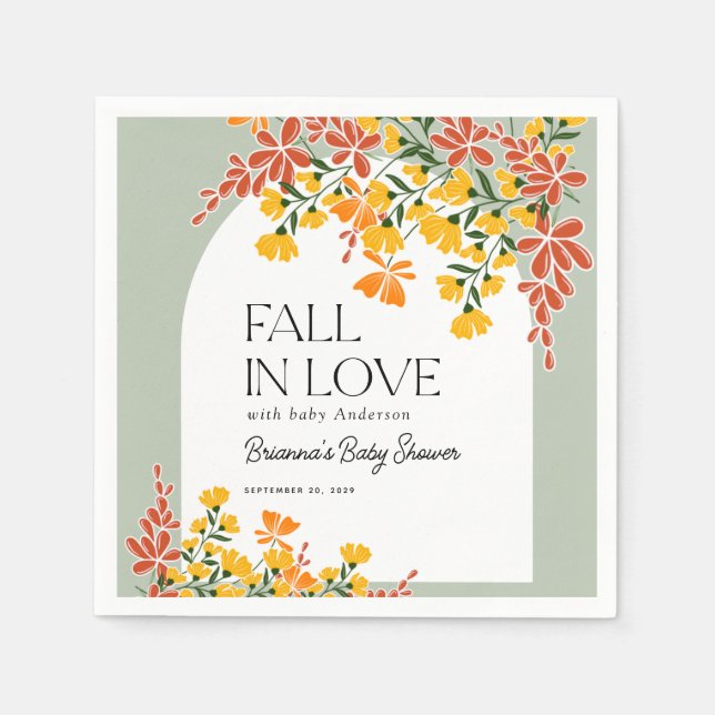 Guardanapo De Papel Chá de Bebê Outono Floral Amor de Bebê (Frente)
