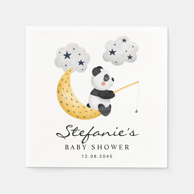Guardanapo De Papel Chá de Bebê Panda em Aquarela Fofa Estrelinha (Frente)