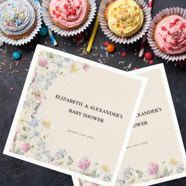 Guardanapo De Papel Chá de Bebê para Casais com Tema de Flores Silvest (Criador carregado)