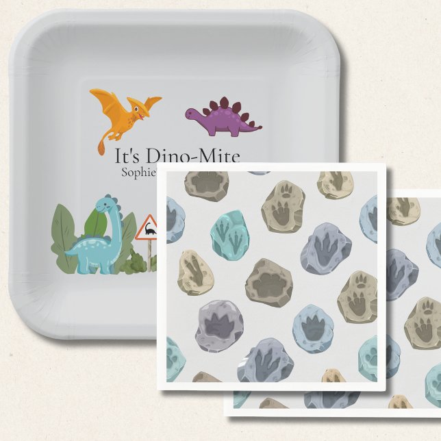 Guardanapo De Papel Chá de Bebê Pegada de Dinossauros (Criador carregado)
