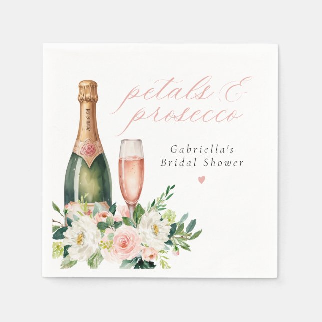 Guardanapo De Papel Chá de Bebê Pérolas Cor-de-Rosa & Prosecco (Frente)