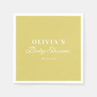 Chá de Bebê Personalizado Minimalista Amarelo Retr