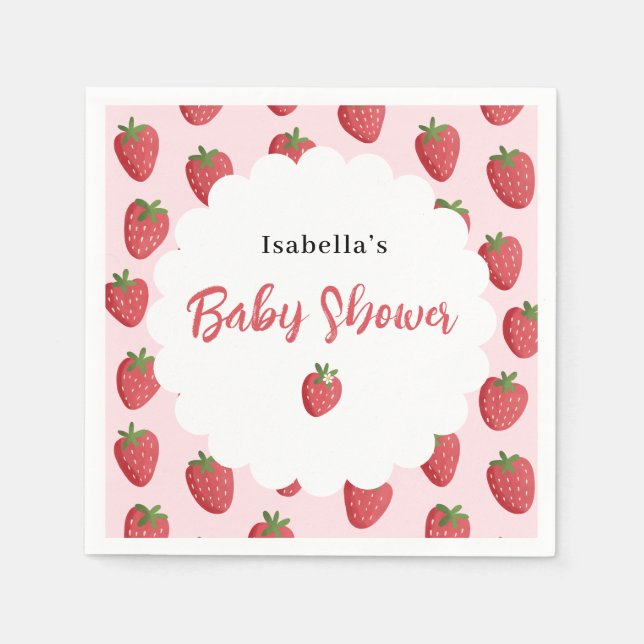 Guardanapo De Papel Chá de Bebê Personalizado Morango Doce (Frente)