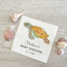 Chá de Bebê Personalizado Tartaruga Marinha Aquare