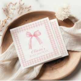 Guardanapo De Papel Chá de bebê préppy com laço rosa e xadrez