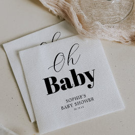 Guardanapo De Papel Chá de Bebê Preto Branco Minimalista Oh Baby