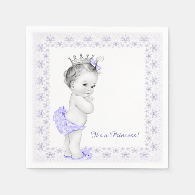 Guardanapo De Papel Chá de Bebê Princesa Roxo Lavanda (Frente)