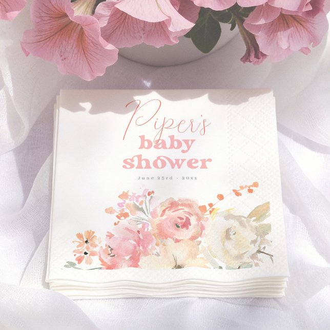 Guardanapo De Papel Chá de Bebê Retro Floral Boho Menina (Criador carregado)