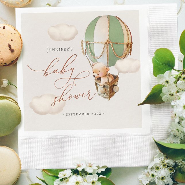 Guardanapo De Papel Chá de Bebê Revelação do Sexo do Bebê Urso Verde N (Criador carregado)