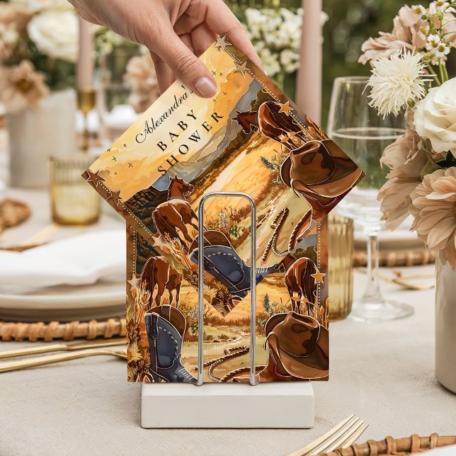 Guardanapo De Papel Chá de Bebê Rodeio no Deserto Rústico (Criador carregado)